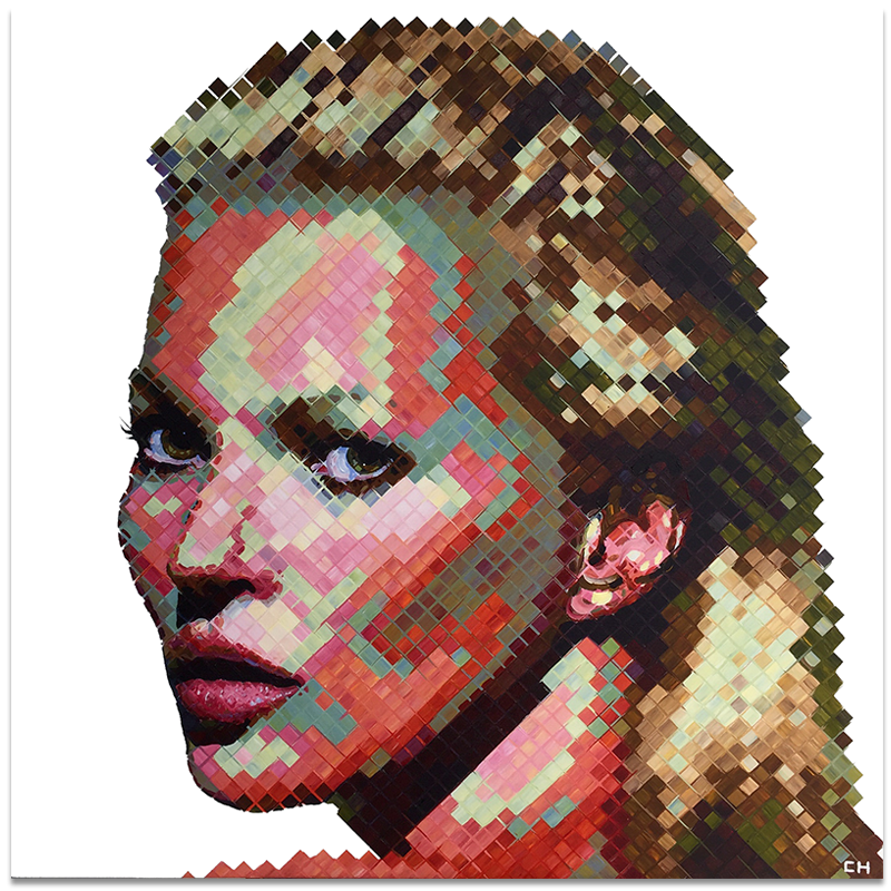 portrait of Kate Moss painting by Charlie Hanavich