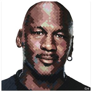 Painting portrait of Michael Jordan by artist Charlie Hanavich
