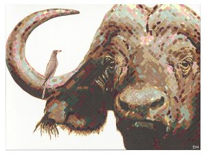 African Cape Buffalo Painting by Atlanta Artist Charlie Hanavich