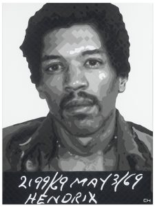 Jimi Hendrix Mugshot portrait Painting by Atlanta Artist Charlie Hanavich