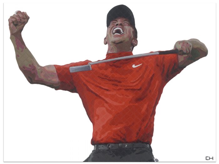 Tiger Woods Painting by Charlie Hanavich